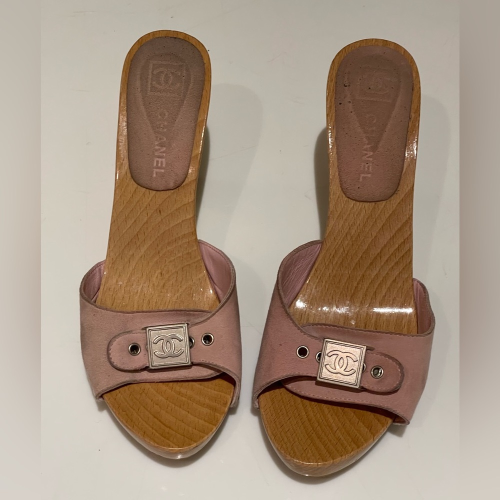 Vintage Pink Chanel Heeled Sandals